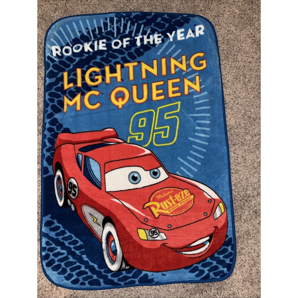 Disney Pixar Cars Soft Fleece Throw Blanket Lighting McQueen Rookie Of The Year
